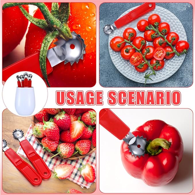 LemonRoad 4 Pcs Tomato Corer Tool Strawberry Huller Stem Remover Stainless Steel Tomato Strawberry Top Remover Practical Kitchen Corer Tool Fruit and Vegetable Baller Dessert Preparation Salad Making