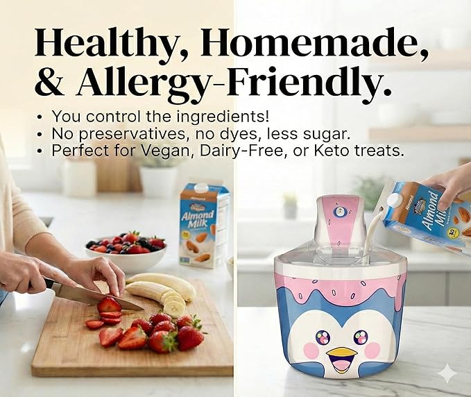 Fun Electric Ice Cream Maker Machine for Kids – Best Countertop Ice Cream Machine for Homemade Soft Serve, Sorbet, Gelato, Frozen Yogurt – Fun Small Personal Dessert Maker for Families, Easy to Clean