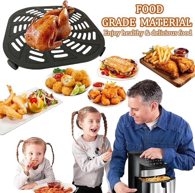 GSZN 7QT Air Fryer Crisper Tray for Gourmia GAF798 Air Fryers, Upgraded Nonstick Air Fryer Grill Pan Crisper Plate Insert Rack Grate Grid Shelf for Gourmia 7QT Air Fryers, Dishwasher Safe