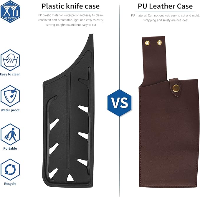 XYJ 2pcs/set Safety Knife Covers Sleeves Knives Edge Guard, Universal Knife Sheath,Cleaver,Nakiri Knife Case Blade Guards Protector Black Kitchen Knife Cover Sleeve (For 7'' Nakiri Knife)