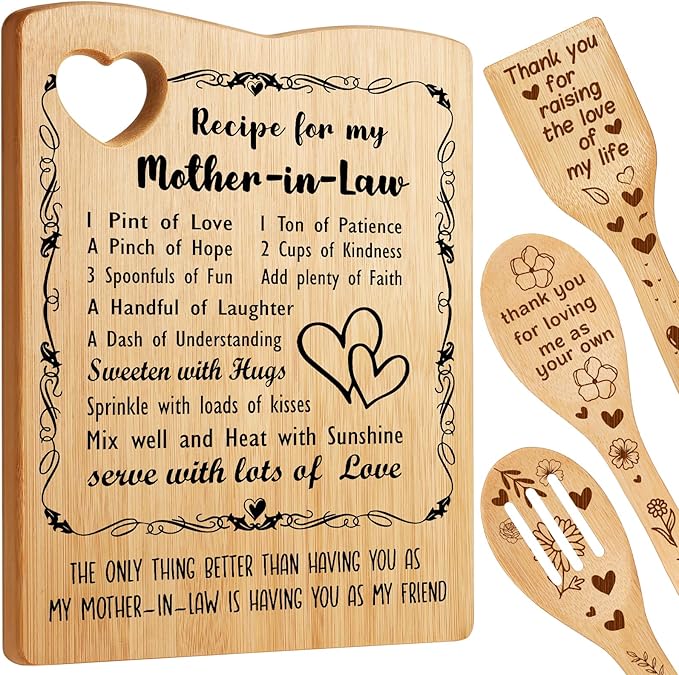 YUEYUQIU Gifts for Mother in Law - Birthday Gifts for Mother in Law from Daughter in Law, Mother in Law Cutting Board Set Present, Ideal Mother's Day Christmas Gifts for Mother of the Groom