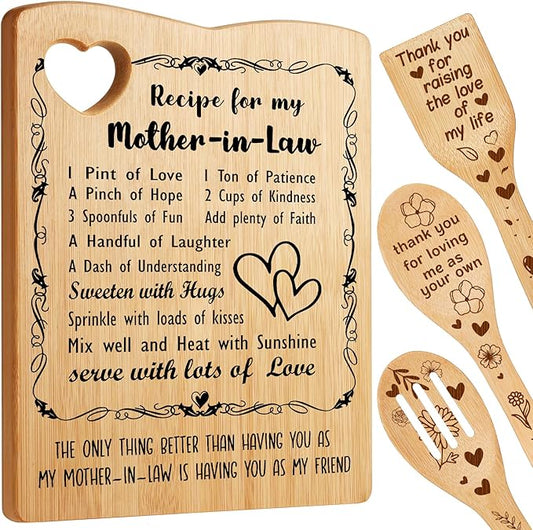 YUEYUQIU Gifts for Mother in Law - Birthday Gifts for Mother in Law from Daughter in Law, Mother in Law Cutting Board Set Present, Ideal Mother's Day Christmas Gifts for Mother of the Groom