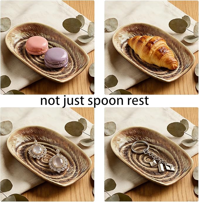Ceremic Spoon Rest for Stove Top, Spoon Holder for Kitchen Counter, Coffee Spoon Rest, Cooking Utensil Rest for Ladles, Kitchen Decor, Housewarming Gifts, 1 pack (camel)