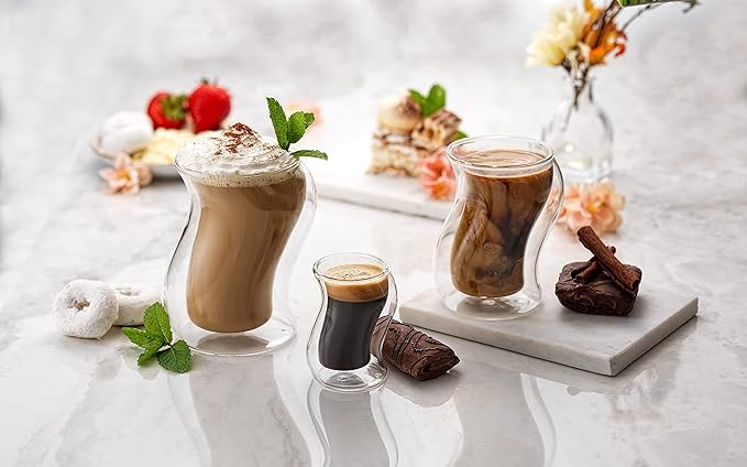 JoyJolt Pivot Double Insulated Tumblers - Set of 2 Exceptional 13.5 oz Iced Coffee Tumbler - Elegant Bar Glasses for Coffee, Tea, or Cold Beverages - 2 x 405 ml Iced Coffee Glasses for Hot Summers