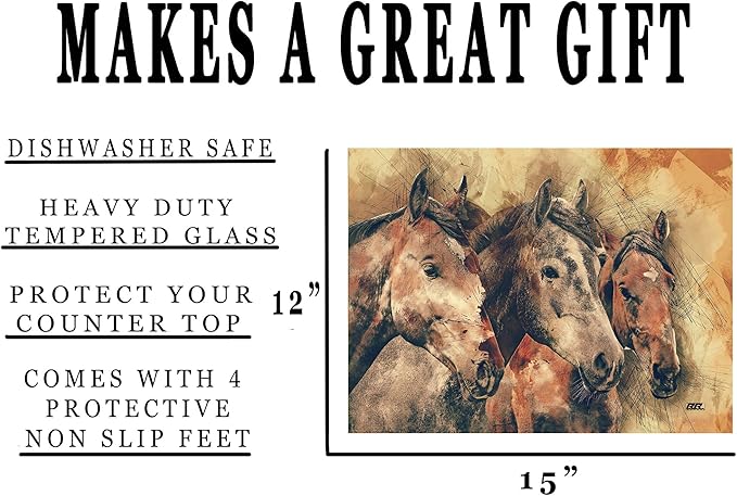 Rogue River Tactical Horse Art Glass Cutting Board Decorative Gift For Mom