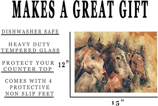 Rogue River Tactical Horse Art Glass Cutting Board Decorative Gift For Mom