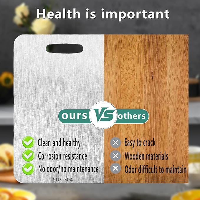 UFJEG Titanium Cutting Board, 3 PCS Titanium Cutting Boards for Kitchen, Non Toxic, Double-Sided Food Grade Chopping Board for Outdoor Camping(15.6" x 11", 13" x 9.3", 11.8" x 7.8")