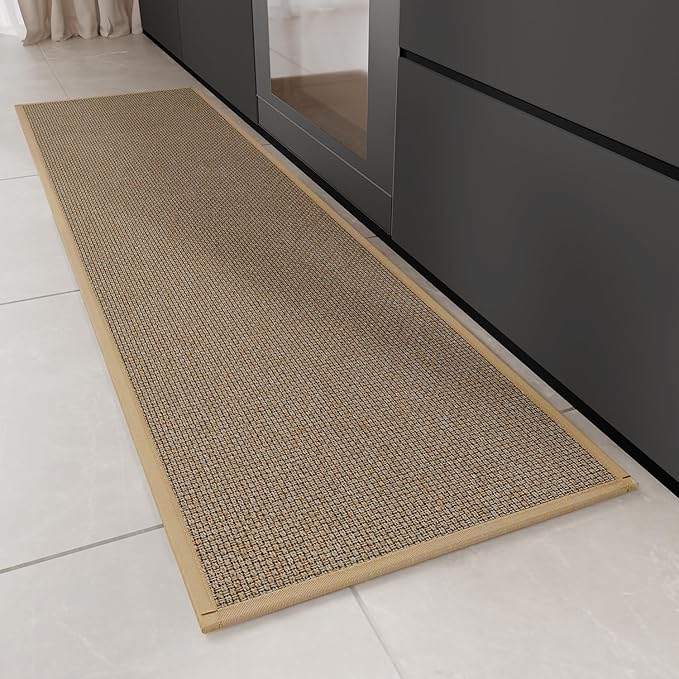 Kitchen Rug, Rubber Non Slip Kitchen Rugs Washable, Absorbent Runner Mat for Floor, Machine Washable Standing Mats for in Front of Sink, Door, Laundry, Entryway, Hallway (Brown, 71" × 17.3")