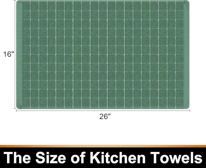 Mordimy 100% Cotton Terry Cloth Kitchen Towels, Super Soft and Absorbent Dish Towels for Drying, Checkered Designed Hand Towels for Kitchen, 16 x 26 Inches, 4 Pack, Grass Green