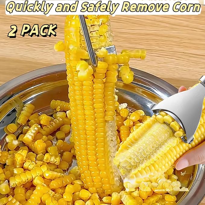 Corn Peeler 2PCS Stainless Steel Corn Peeler and Stripper Tool Set 2026 Corn Planer Cutter Thresher Scraper,Peel Corn Cob Separator Quick