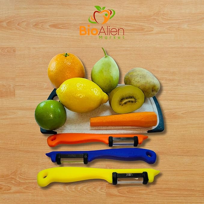 German Steel Double Blade Peeler, Effortless Precision, Ergonomic Handle, Bioalien Market Solingen Peeler DUO (Purple)