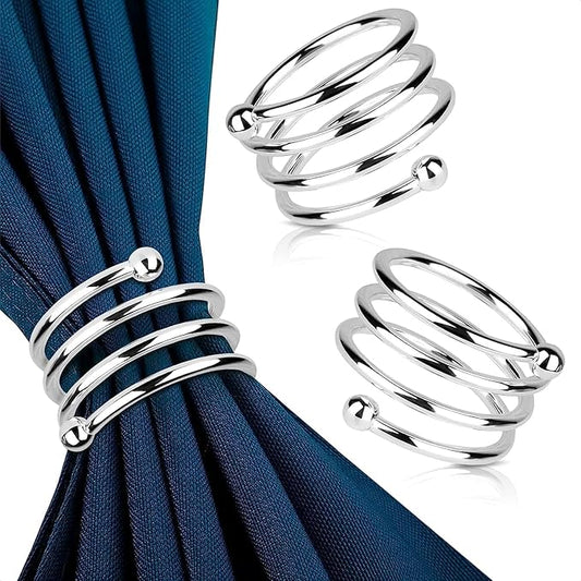 Silver Napkin Rings Set of 8 – Elegant Easter Napkin Ring Holders, Sturdy Metal Holiday Table Decor for Weddings, Parties and Family Dinners, Great Kitchen Gifts Idea for Hosts and Seasonal Holidays