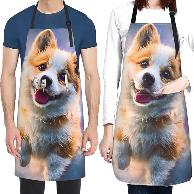 Apron with Pockets Aprons for Women Men Kitchen Chef Apron for Cooking Gardening Server Waitress Painting