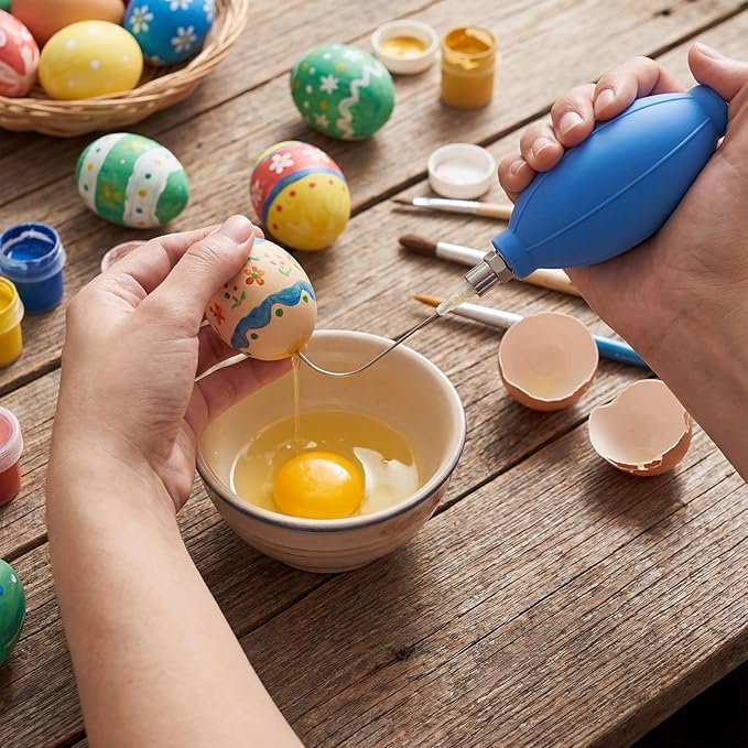 8 Pcs Easter Easy Egg Blower Empty with Rinsing Bottle Egg Puncher Tool One Hole Pysanky Pump and Drill Pysanky Ukrainian Decorating Kit for Easter Party Craft Supplies
