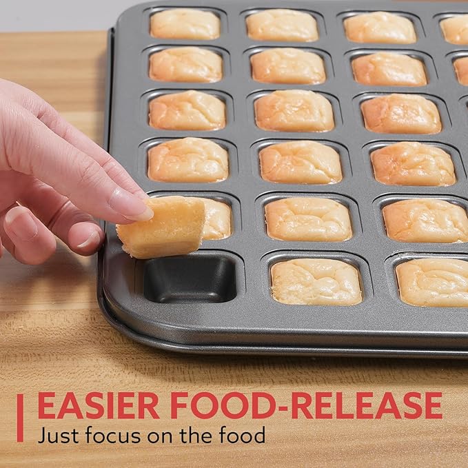Biubumtu 2-Piece 48 Cup Steel Mini Muffin Pan – Non-Stick Bakeware Mini Cupcake Tin(Square