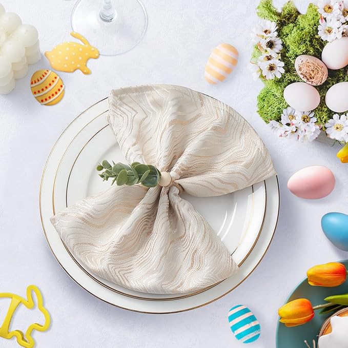 APTWOW 36PCS Napkin Rings, Easter Napkin Rings, Wood Bead Farmhouse Napkins Rings for Weddings Christmas Party and Easter Table Decoration
