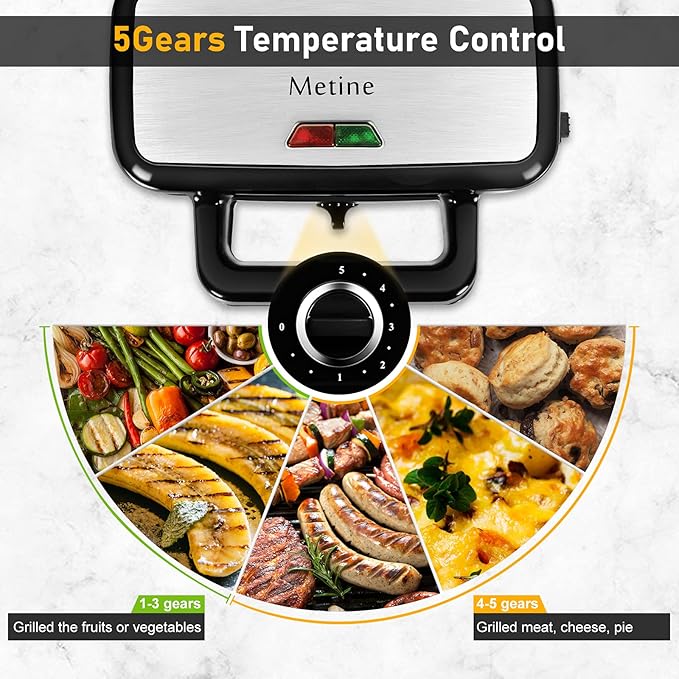 3-in-1 Belgian Waffle Maker 1200W, Breakfast Sandwich Maker & Waffle Iron with Removable Nonstick Plates, 5-Gear Temperature Control, Cool Touch Handle, Easy to Clean for Family Breakfast