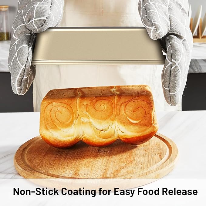 CasaCulina Baking Pans Set, 5-Piece Nonstick Bakeware Sets with Round/Square Cake Pan, Muffin Loaf Roast Pan, Baking Sheets for Oven, Kitchen Cookware Sets Baking Tray Baking Supplies, Gold
