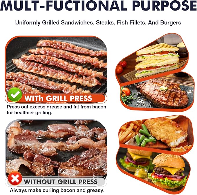 LLAMA VIVA 7.1" Smash Burger Press, Cast Iron Grill Press with Short Wood Handle - Round, Juicy and Crispy Burgers for BBQs, Cookouts - 1Pcs