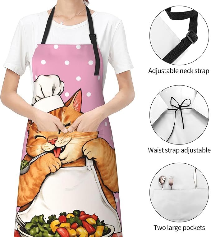 Apron with Pockets Aprons for Women Men Kitchen Chef Apron for Cooking Gardening Server Waitress Painting