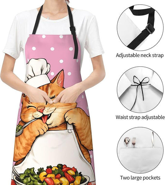 Apron with Pockets Aprons for Women Men Kitchen Chef Apron for Cooking Gardening Server Waitress Painting