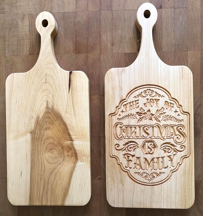 The Joy of Christmas is Family old-fashioned solid maple wood paddle Cutting Board