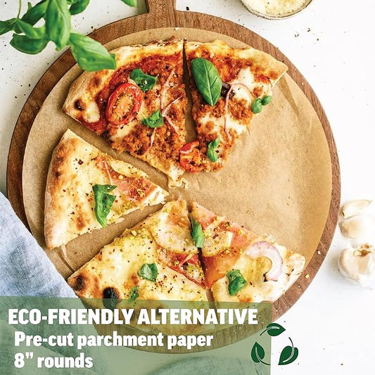 Zenlogy 8 Inch Parchment Paper Rounds (100 Sheets) - Unbleached, Pre-cut, High Heat, Round Liners - Fits 8 inch Round Cake Pans or Great for Freezing, Storing, and Separating