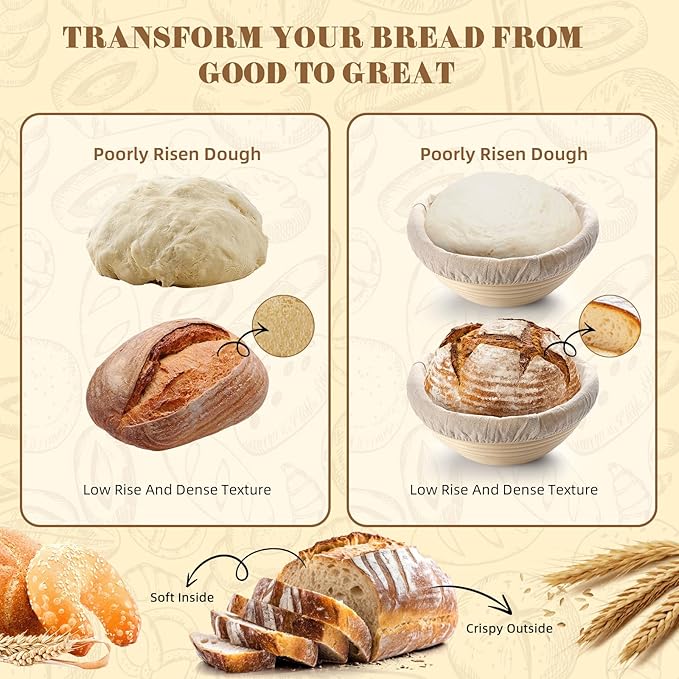 Sourdough Starter Kit, Bread Making Kit with Sourdough Starter Jar for Beginners, Banneton Bread Proofing Basket for Home and Kitchen, Sourdough Bread Baking Supplies, Bread Making Tools Kit