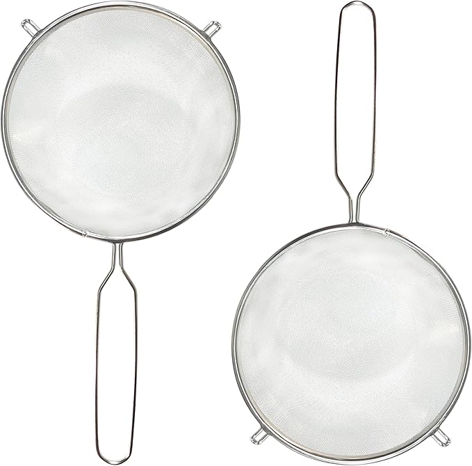 G+ Life Stainless Steel Sieve Set (Diameter 6 Inch) - Fine Mesh Food Strainer, Flour Colander Sieve Sifter with Handle - Ideal for Rinsing, Draining, Filtering, and Straining Various Food Ingredients