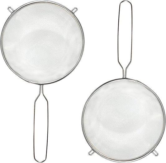 G+ Life Stainless Steel Sieve Set (Diameter 6 Inch) - Fine Mesh Food Strainer, Flour Colander Sieve Sifter with Handle - Ideal for Rinsing, Draining, Filtering, and Straining Various Food Ingredients