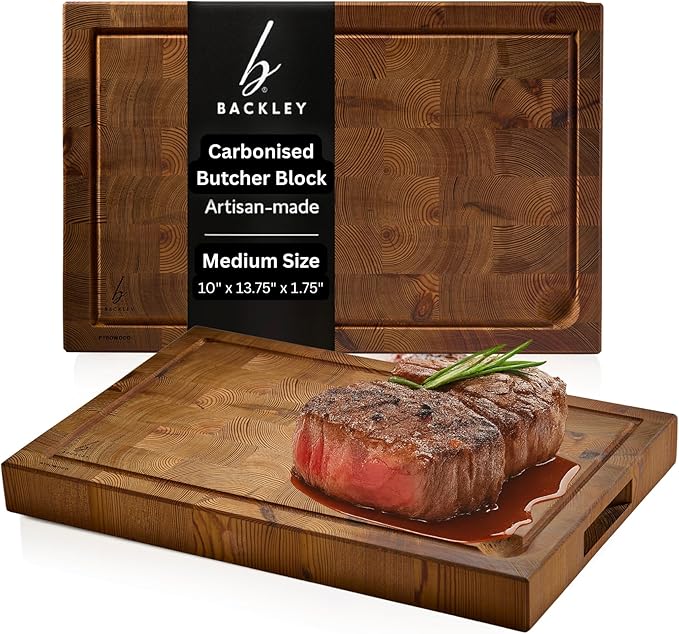 Cutting Board for Kitchen – Wood Cutting Board, Non Toxic Butcher Block, Cutting Boards with Juice Groove & Handles, Charcuterie Board – 11" x 17" x 1.75" (Pyrowood)