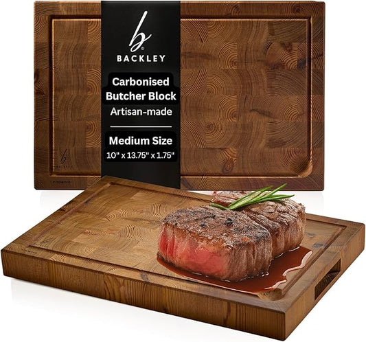 Cutting Board for Kitchen – Wood Cutting Board, Non Toxic Butcher Block, Cutting Boards with Juice Groove & Handles, Charcuterie Board – 11" x 17" x 1.75" (Pyrowood)