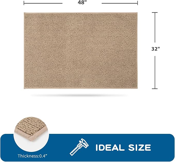 PURRUGS Machine Washable Kitchen Rug 32" x 48", Non-Slip/Skid Kitchen Runner Rugs & Floor Mats, Super Absorbent Soft Area Rugs for Sink, Kitchen & Laundry, Rolled Packaging, Beige