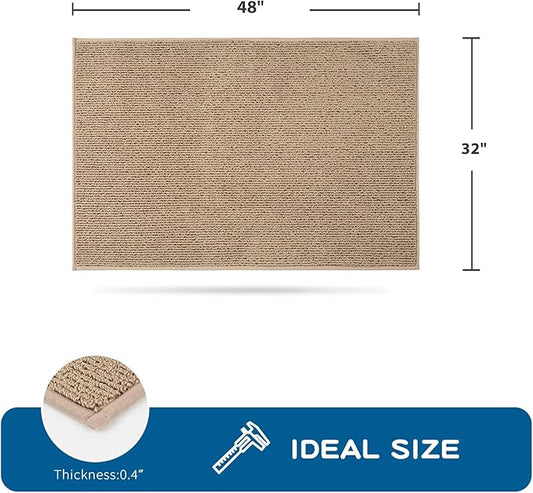 PURRUGS Machine Washable Kitchen Rug 32" x 48", Non-Slip/Skid Kitchen Runner Rugs & Floor Mats, Super Absorbent Soft Area Rugs for Sink, Kitchen & Laundry, Rolled Packaging, Beige