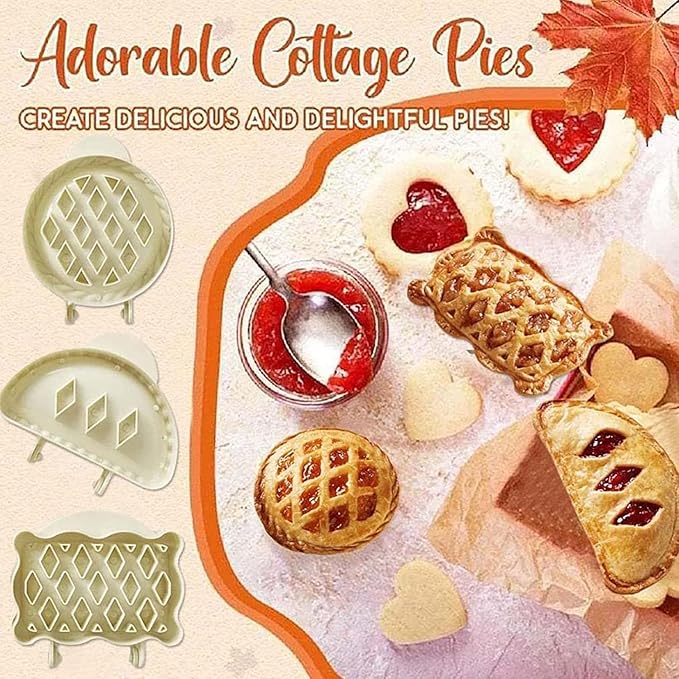 DABATO Classic Mini Hand Pie Molds, 3 Fall Shapes Mini Pie Molds, One Press Autumn Cottage Pie Set for DIY Baking, Dough Presser Pocket Pie Molds for Picnics, Barbecues and Lunch Boxes (3 PCS)
