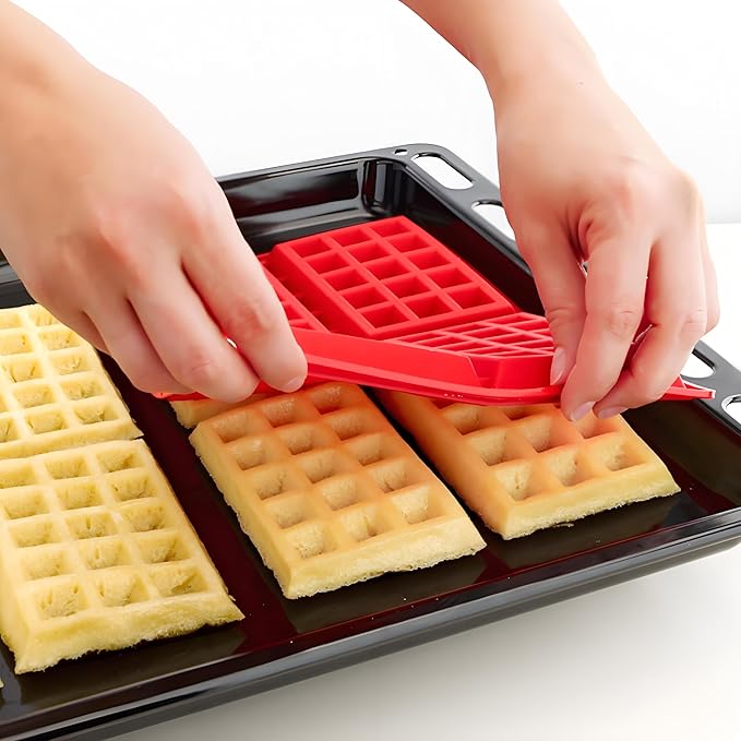Waffle Mold, Gasusen 3PCS Rectangle and Heart Shaped Silicone Waffle Mold Set, Large Waffle Maker Baking Tray Pan Molds for DIY Waffle Cake Candy Chocolate Making