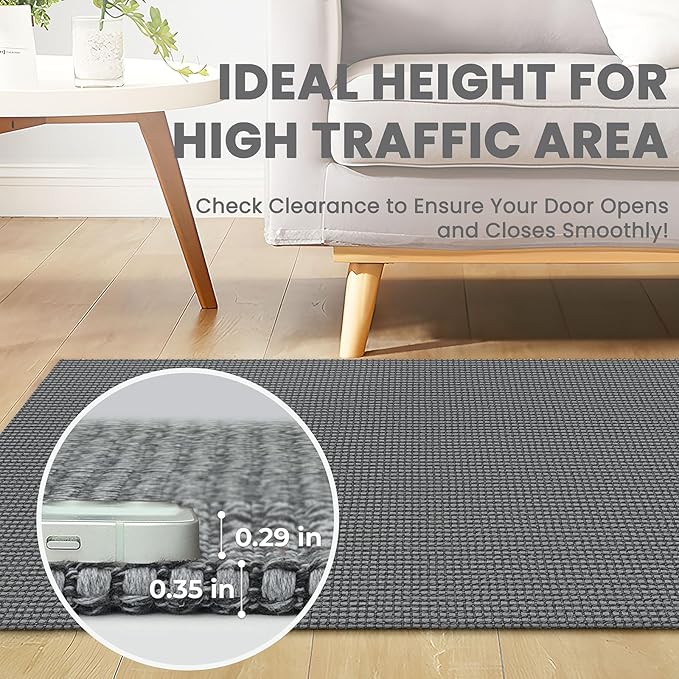 Braided Runner Rug 2x8 Ft Washable Runners for Hallways Non Slip Rubber Backed Kitchen Runners Cotton Entryway Runner Indoor, Woven Floor Carpet for Hall Kitchen Bedroom, Dark Grey/Grey