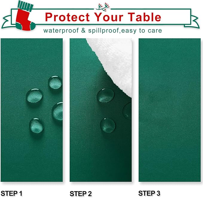 Hiasan Emerald Green Tablecloth for Rectangle Tables - Waterproof Washable Oblong Table Cloth for Dining Kitchen and Outdoor Use, 30 x 60 Inch