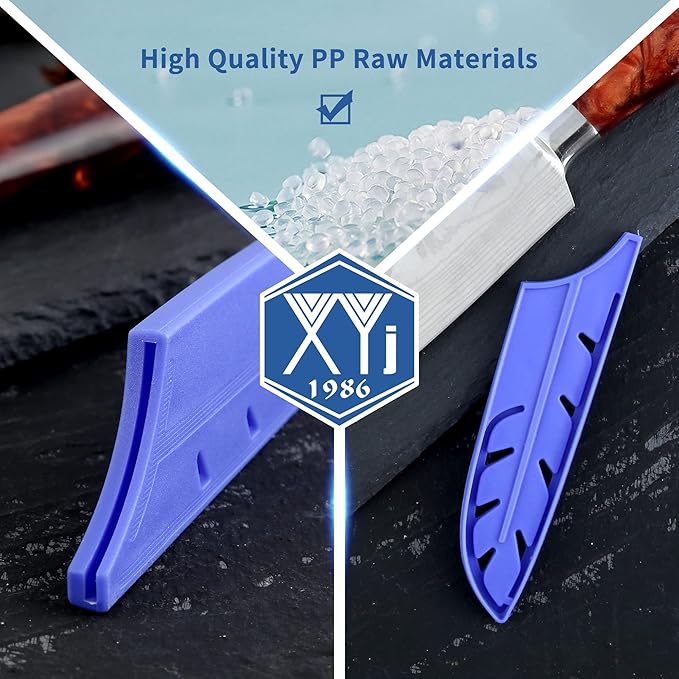 XYJ 2pcs/set Safety Knife Covers Sleeves Knives Edge Guard, Universal Knife Sheath, Utility Knife, Santoku Knife Case Blade Guards Protector Blue Kitchen Knife Cover Sleeve (For 5'' Santoku Knife)