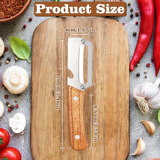 2 Pcs Multifunctional Vegetable Peeler, Stainless Steel Blade Peeler with Wooden Handle, Non-Slip Fruit Peeler for Kitchen