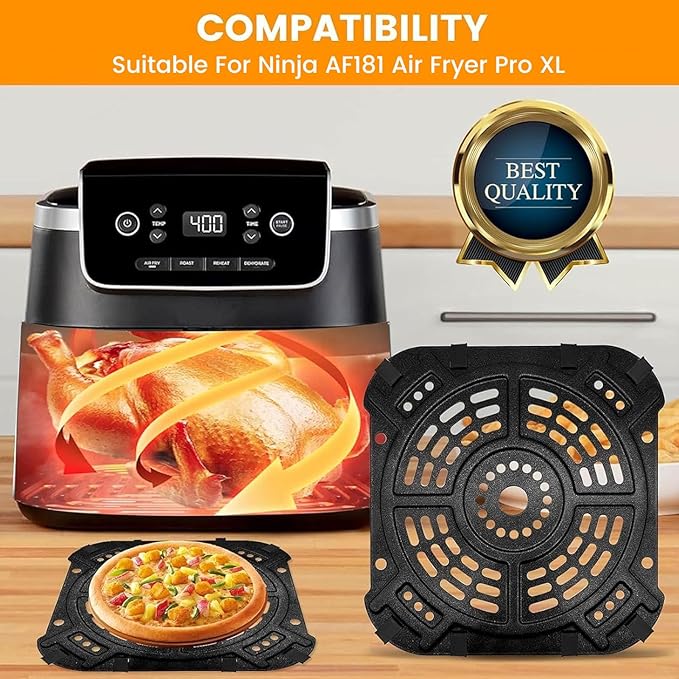 GWYSY Air fryer Accessories for Ninja AF181 Air Fryer Pro XL 6-in-1 6.5 QT, 8.5''× 8.0'' Air Fryer Grill Pan Grill Plate Tray Rack, Dishwasher Safe