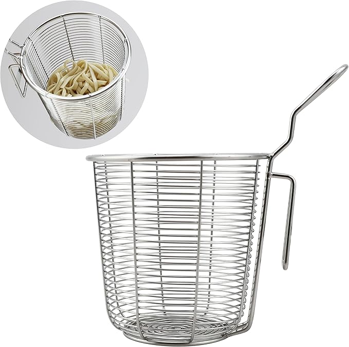 EIKS Spider Strainer Stainless Steel Wire Deep Basket for Hot Pot Cooking Spaghetti Pasta Noodles Dumpling - Rinsing, Straining, Draining Application
