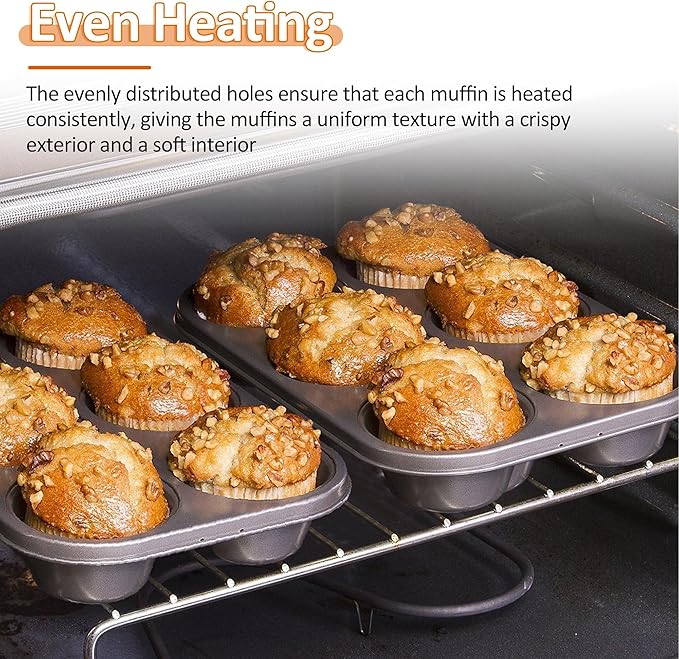 GYPNS Nonstick Cupcake Muffin Pan - for Breville Smart Oven BOV800XL & BOV845BSS, Convection Oven Mini Cupcake Pans(Carbon Steel)