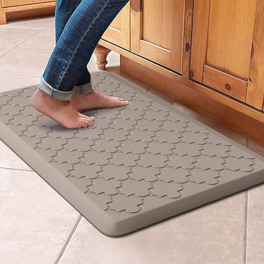 WISELIFE Kitchen Mat Cushioned Anti Fatigue Floor Mat,17.3"x28",Thick Non Slip Water Resistant Kitchen Rugs and Mats,Heavy Duty Foam Standing Mat for Kitchen,Floor,Home,Office,Desk,Sink,Laundry, Khaki