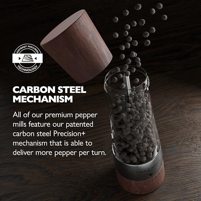 Cole & Mason Derwent Salt and Pepper Grinder Set - Refillable Salt & Pepper Grinder Set with Gourmet Precision Mechanisms - Kitchen Accessories for Cooking - Gift Set, Forest Wood