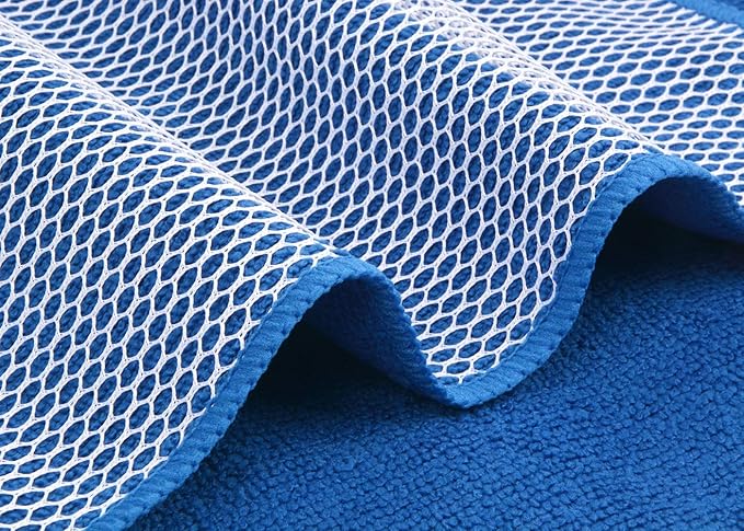 SINLAND Absorbent Microfiber Dish Cloth Dish Rags Best Kitchen Cloths Cleaning Cloths with Poly Scour Side 12Inchx12Inch 10 Pack Dark Blue