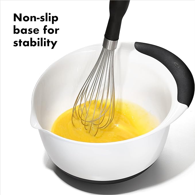 OXO Good Grips 3- Piece Plastic Mixing Bowl Set, 2500 ml,White/Black