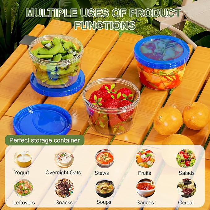 Reusable Freezer Storage Containers [UNIQUE INNOVATIVE DESIGN] 6 Pack-17 Oz Arrow Indicates Easy Opening and Closing of Lid Microwave and Dishwasher Safe,Soup Containers for Oats/Salad