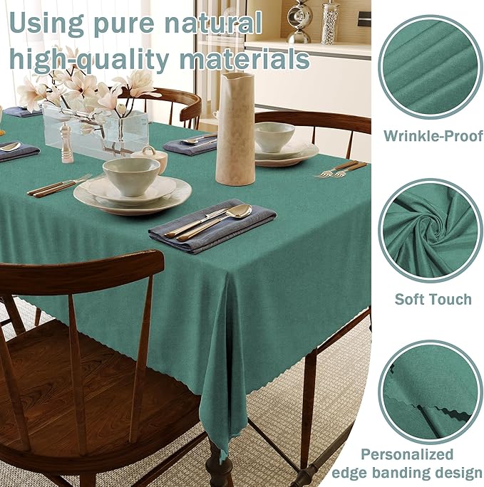 HX&OD Rectangular Tablecloth Cationic Fabric Waterproof Stain Resistant Wrinkle-Resistant for Home/Decoration/Party/Buffet/Wedding/Dining Room/Camping