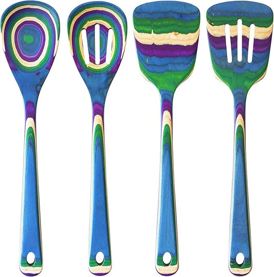 Totally Bamboo Baltique Mumbai Collection 4 Piece Cooking Utensil Set, Safe for Nonstick